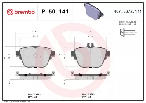 BREMBO Brake Pad Set, disc brake (P 50 141)