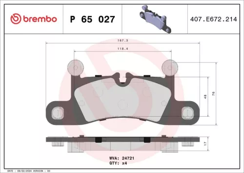 BREMBO Brake Pad Set, disc brake (P 65 027)