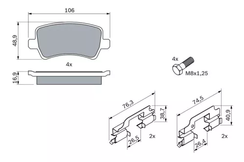 BOSCH Brake Pad Set, disc brake (0986494213)