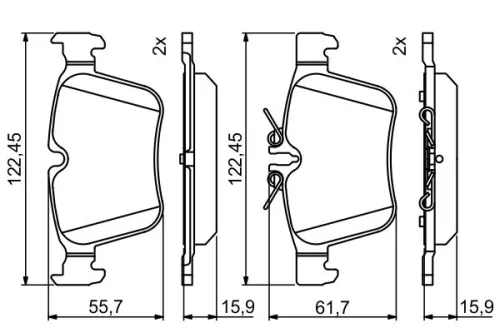 BOSCH Brake Pad Set, disc brake (0 986 495 394)