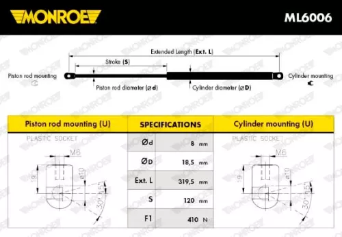 MONROE Gas Spring, bonnet (ML6006)