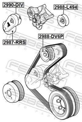FEBEST Deflection/Guide Pulley, V-ribbed belt (2988-DV6P)