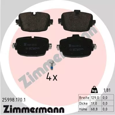 ZIMMERMANN Brake Pad Set, disc brake (25998.170.1)
