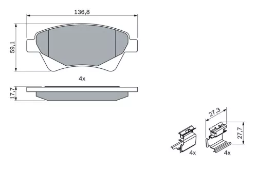 BOSCH Brake Pad Set, disc brake (0986424785)