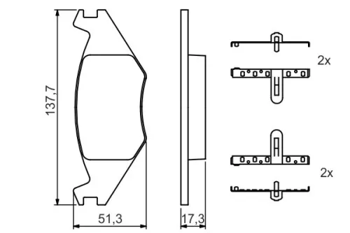BOSCH Brake Pad Set, disc brake (0986468890)