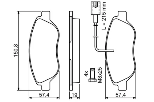 BOSCH Brake Pad Set, disc brake (0986424595)