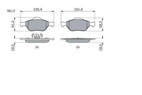 BOSCH Brake Pad Set, disc brake (0986424558)