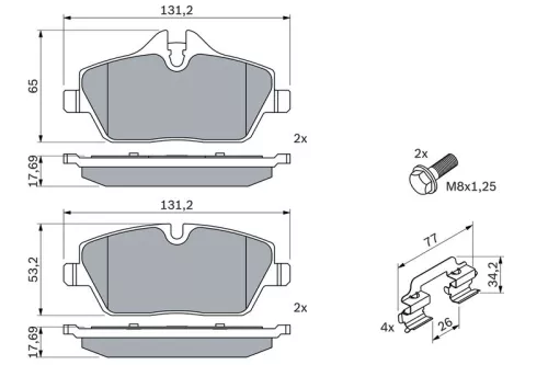 BOSCH Brake Pad Set, disc brake (0986494588)