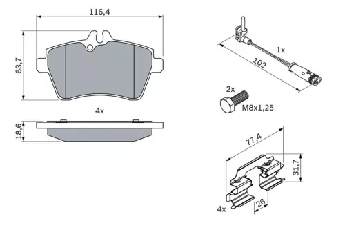 BOSCH Brake Pad Set, disc brake (0986494290)