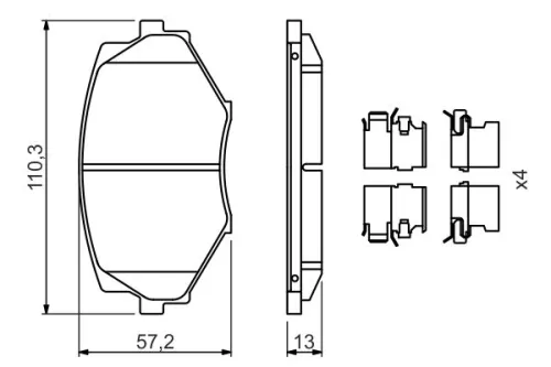 BOSCH Brake Pad Set, disc brake (0986494655)
