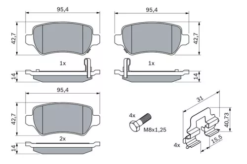 BOSCH Brake Pad Set, disc brake (0986494654)