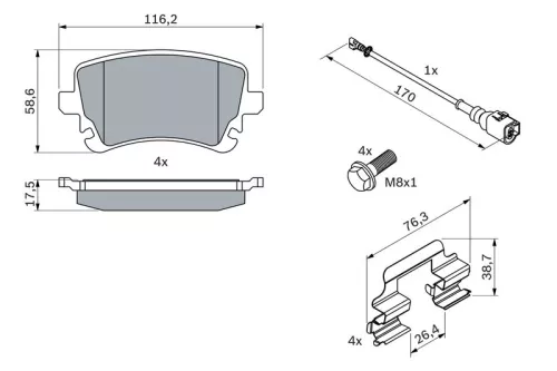 BOSCH Brake Pad Set, disc brake (0986494583)