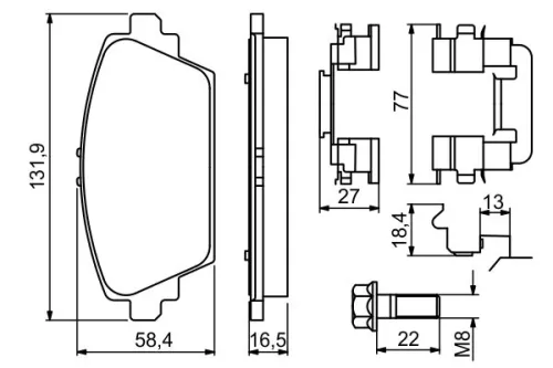BOSCH Brake Pad Set, disc brake (0986494629)