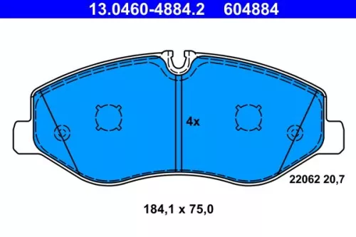 ATE Brake Pad Set, disc brake (13.0460-4884.2)