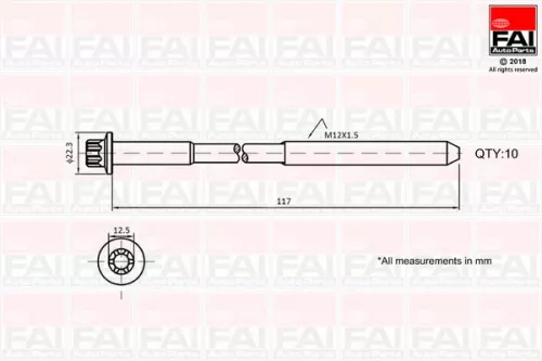 FAI AutoParts Cylinder Head Bolt Set (B1018)