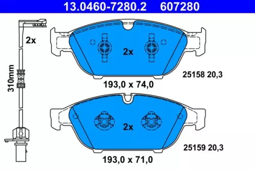 ATE Brake Pad Set, disc brake (13.0460-7280.2)