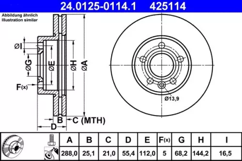 ATE Brake Disc (24.0125-0114.1)
