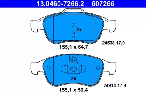 ATE Brake Pad Set, disc brake (13.0460-7266.2)