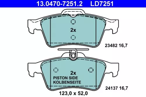 ATE Brake Pad Set, disc brake (13.0470-7251.2)