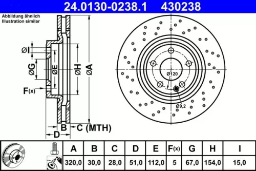 ATE Brake Disc (24.0130-0238.1)