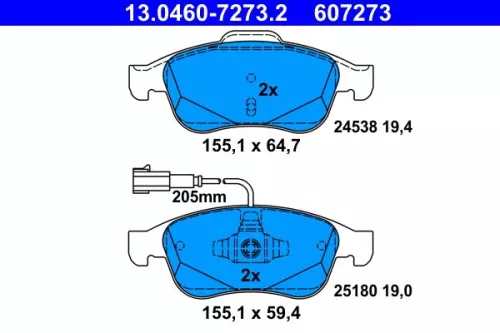 ATE Brake Pad Set, disc brake (13.0460-7273.2)