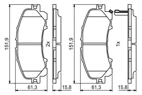 BOSCH Brake Pad Set, disc brake (0986494821)