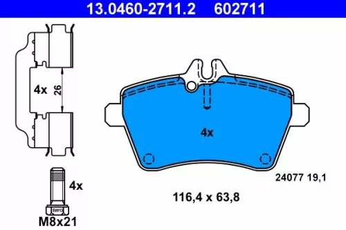 ATE Brake Pad Set, disc brake (13.0460-2711.2)
