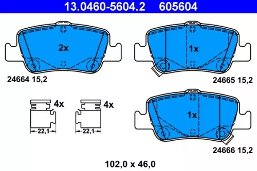 ATE Brake Pad Set, disc brake (13.0460-5604.2)