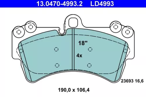 ATE Brake Pad Set, disc brake (13.0470-4993.2)