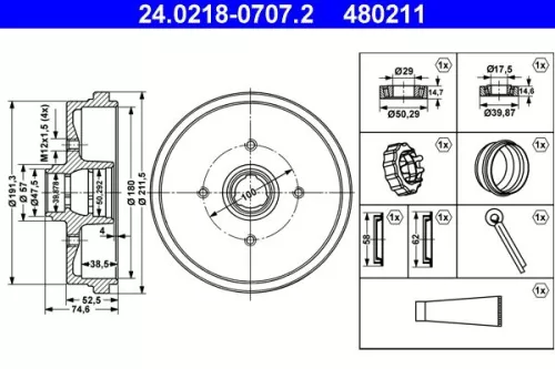 ATE Brake Drum (24.0218-0707.2)