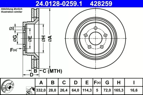 ATE Brake Disc (24.0128-0259.1)