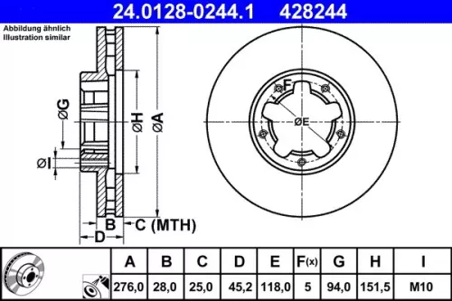 ATE Brake Disc (24.0128-0244.1)