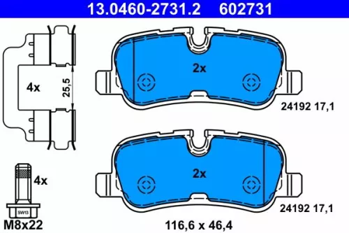 ATE Brake Pad Set, disc brake (13.0460-2731.2)