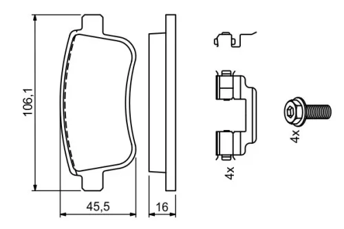 BOSCH Brake Pad Set, disc brake (0986494735)