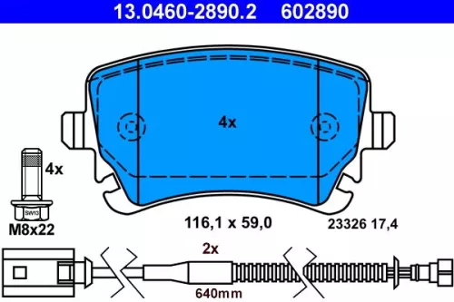 ATE Brake Pad Set, disc brake (13.0460-2890.2)