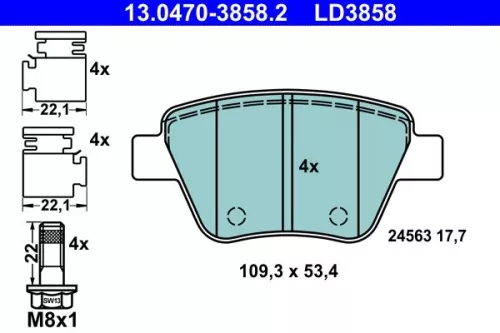 ATE Brake Pad Set, disc brake (13.0470-3858.2)