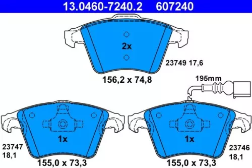 ATE Brake Pad Set, disc brake (13.0460-7240.2)
