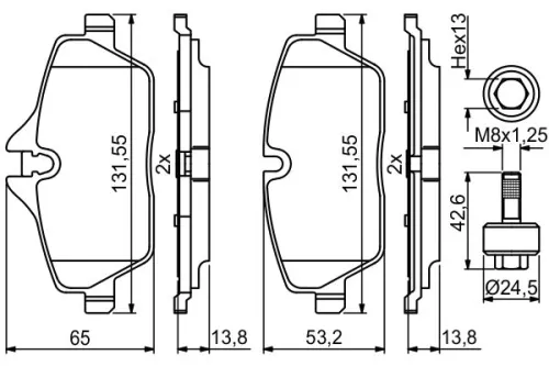 BOSCH Brake Pad Set, disc brake (0986494813)