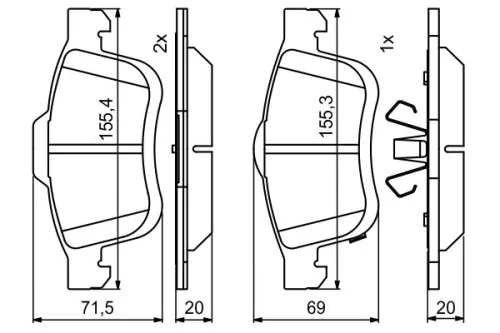 BOSCH Brake Pad Set, disc brake (0986494801)