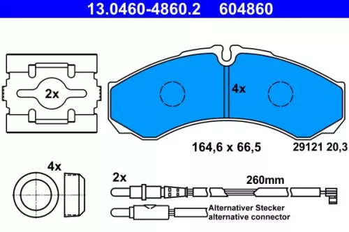 ATE Brake Pad Set, disc brake (13.0460-4860.2)