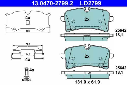 ATE Brake Pad Set, disc brake (13.0470-2799.2)
