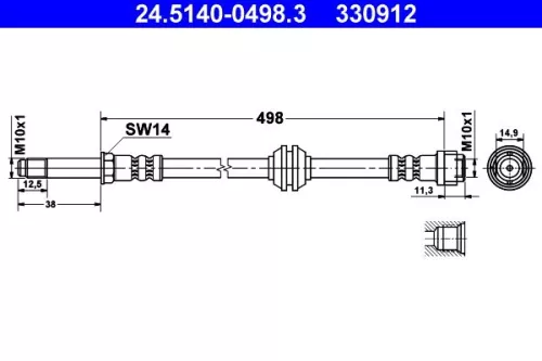 ATE Brake Hose (24.5140-0498.3)