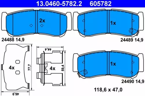ATE Brake Pad Set, disc brake (13.0460-5782.2)