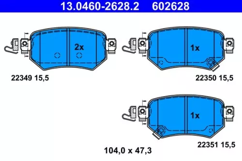 ATE Brake Pad Set, disc brake (13.0460-2628.2)