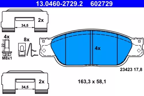 ATE Brake Pad Set, disc brake (13.0460-2729.2)