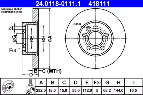 ATE Brake Disc (24.0118-0111.1)