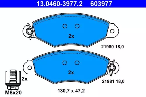 ATE Brake Pad Set, disc brake (13.0460-3977.2)