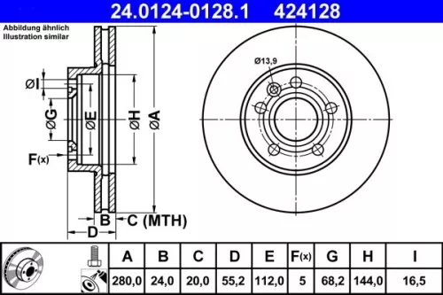 ATE Brake Disc (24.0124-0128.1)