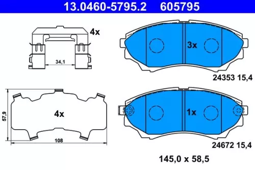 ATE Brake Pad Set, disc brake (13.0460-5795.2)