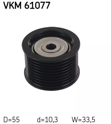 SKF Deflection/Guide Pulley, V-ribbed belt (VKM61077)